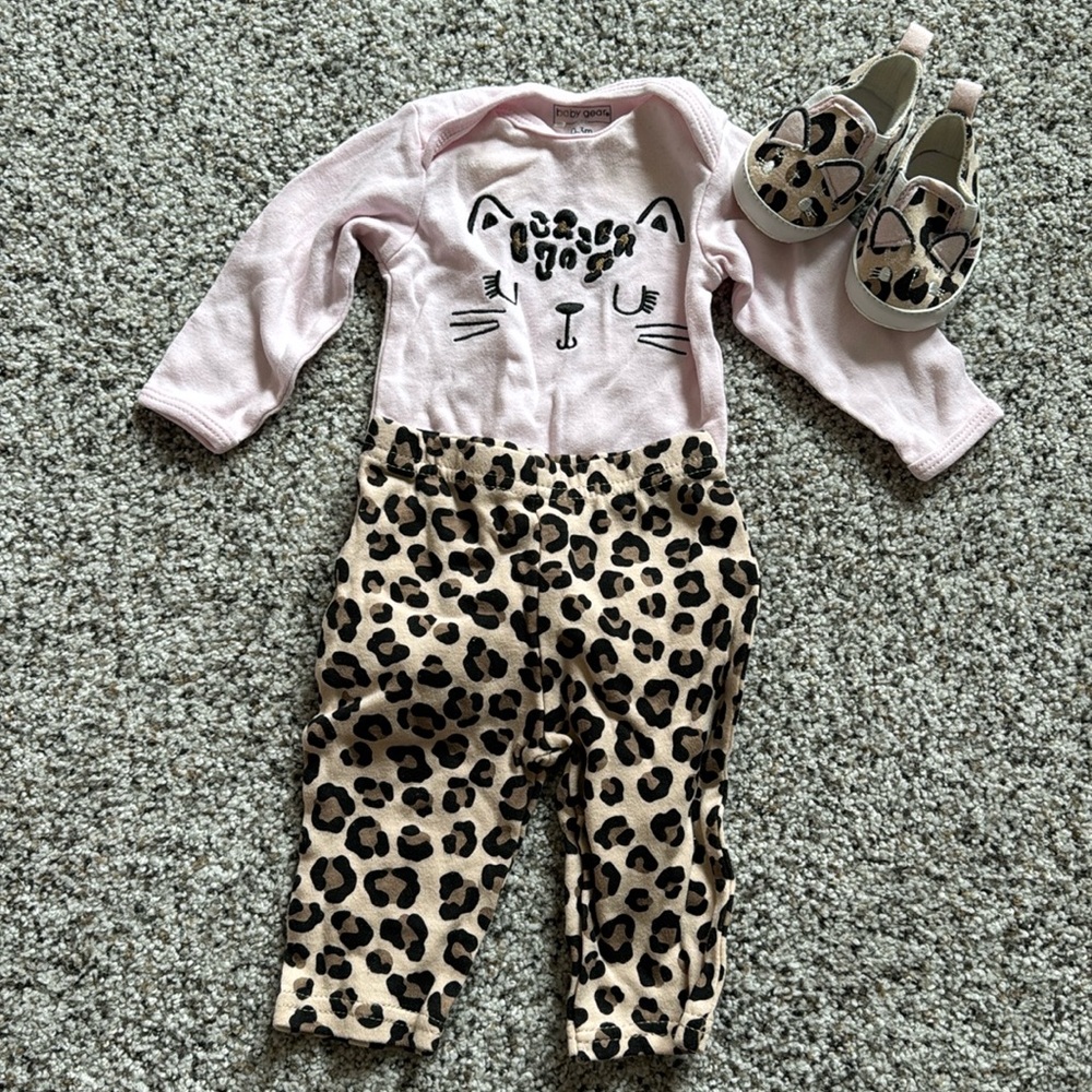 Leopard Print Pink Outfit 0-3M